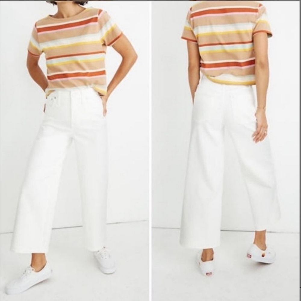 Madewell Crop Petite Slim Wide-Leg Jeans White 37 petite